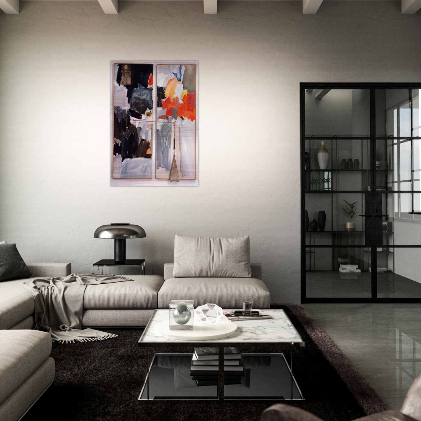 STUDIO PAINTING 1961 - Robert Rauschenberg Brushed Aluminum Print - 70x100 cm / 28x40 inches | Robert Rauschenberg Aluminum Print | Robert Rauschenberg Prints
