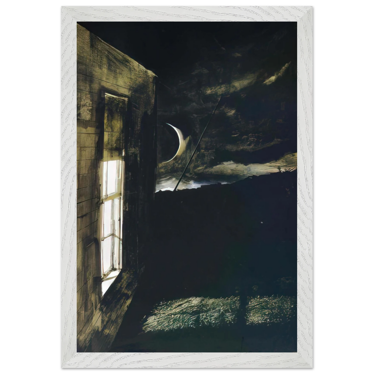 Andrew Wyeth - CRESCENT MOON Wall Art - 60x80 cm / 24x32 inches - Premium Wooden Framed Poster With Fine Art Paper-canvas - Wood frame