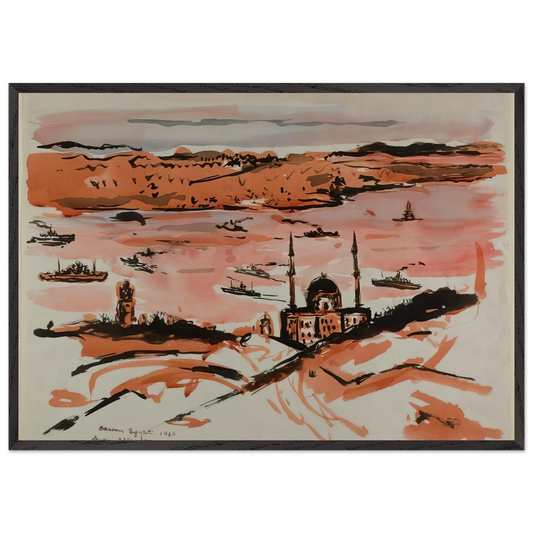 NILE RIVER AT ASWAN EGYPT 1960 - Ivan Albright 70x100 cm / 28x40 inches Framed Art Print – Black Wooden Frame