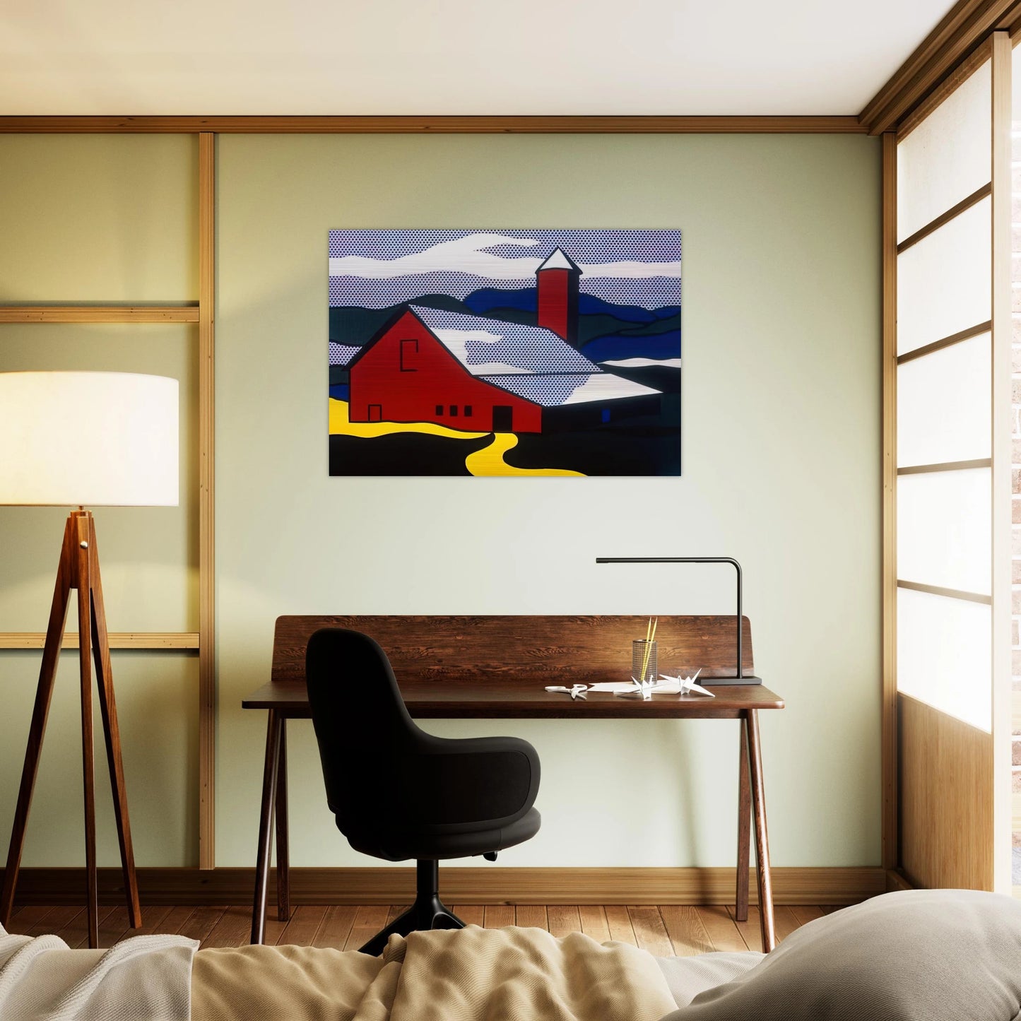 RED BARN II 1969 - Roy Lichtenstein Brushed Aluminum Print - 70x100 cm / 28x40 inches | Roy Lichtenstein Aluminum Print | Roy Lichtenstein Prints