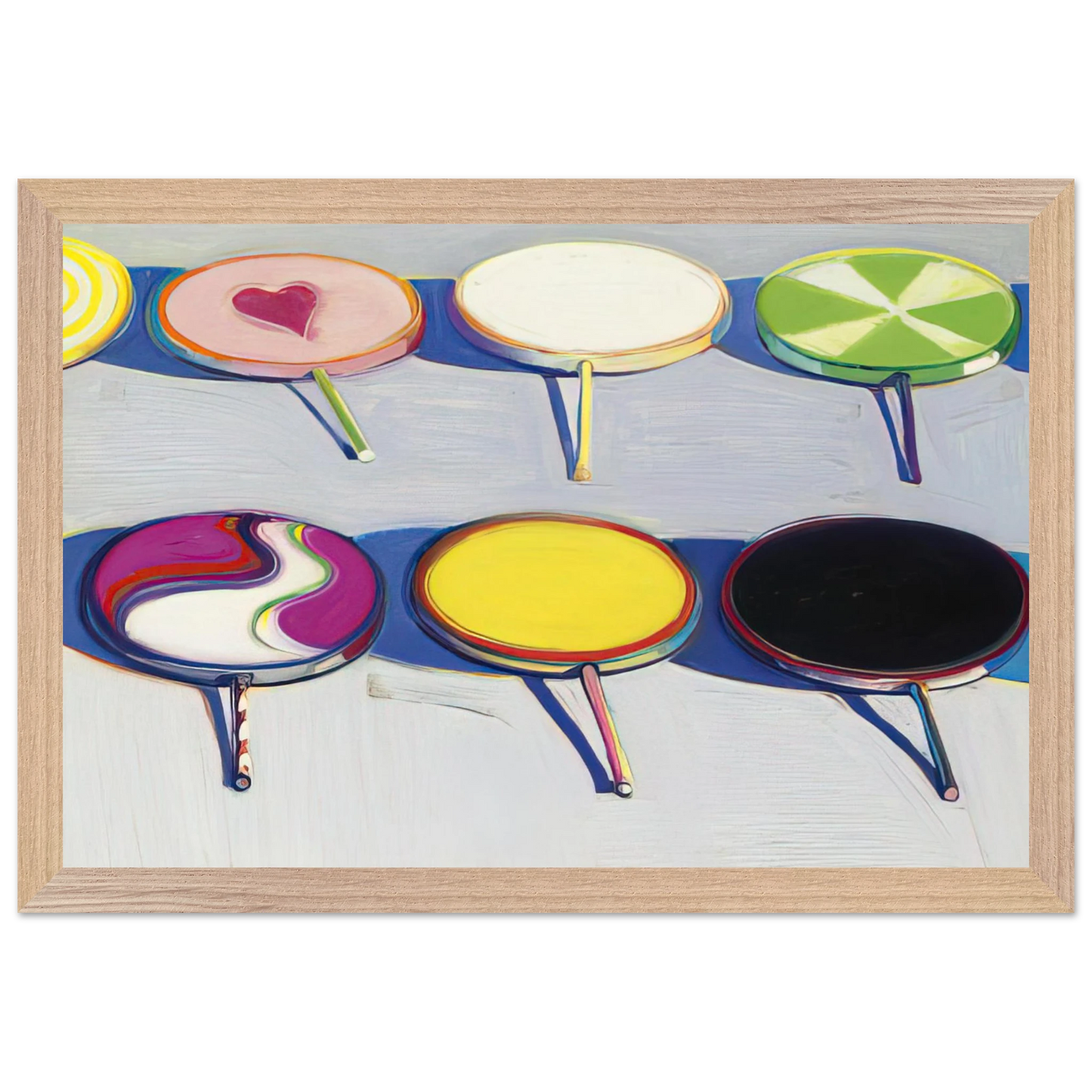 Wayne Thiebaud - Seven Suckers - 1970 Wall Art - 60x80 cm / 24x32 inches - Fine Art Poster-canvas - -