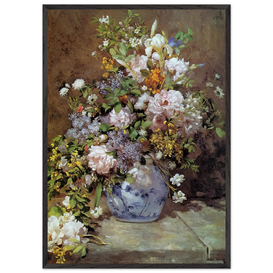 Spring Bouquet - Pierre-Auguste Renoir 70x100 cm / 28x40 inches Framed Art Print – Black Wooden Frame
