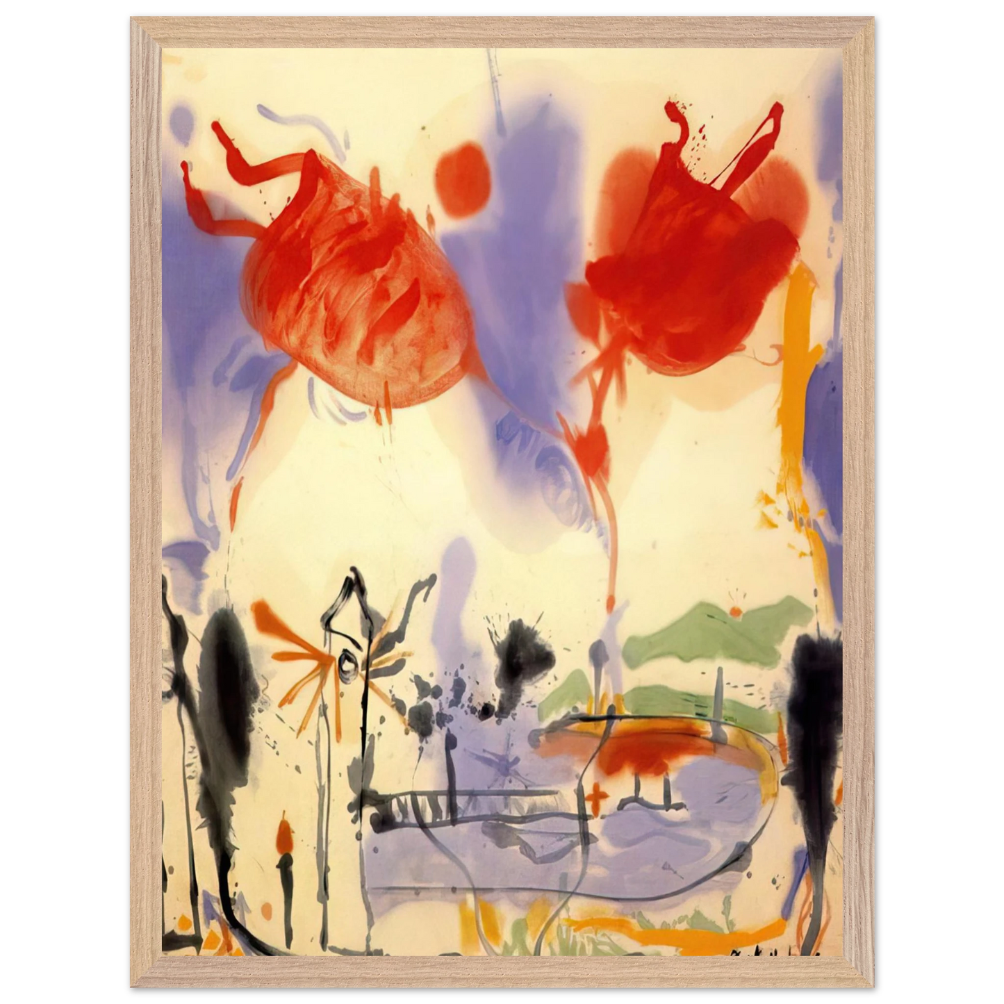 Helen Frankenthaler - Round Trip - 1957 Wall art - 50x70 cm / 20x28 inches - Premium Wooden Framed Poster With Fine Art Paper-canvas - White frame