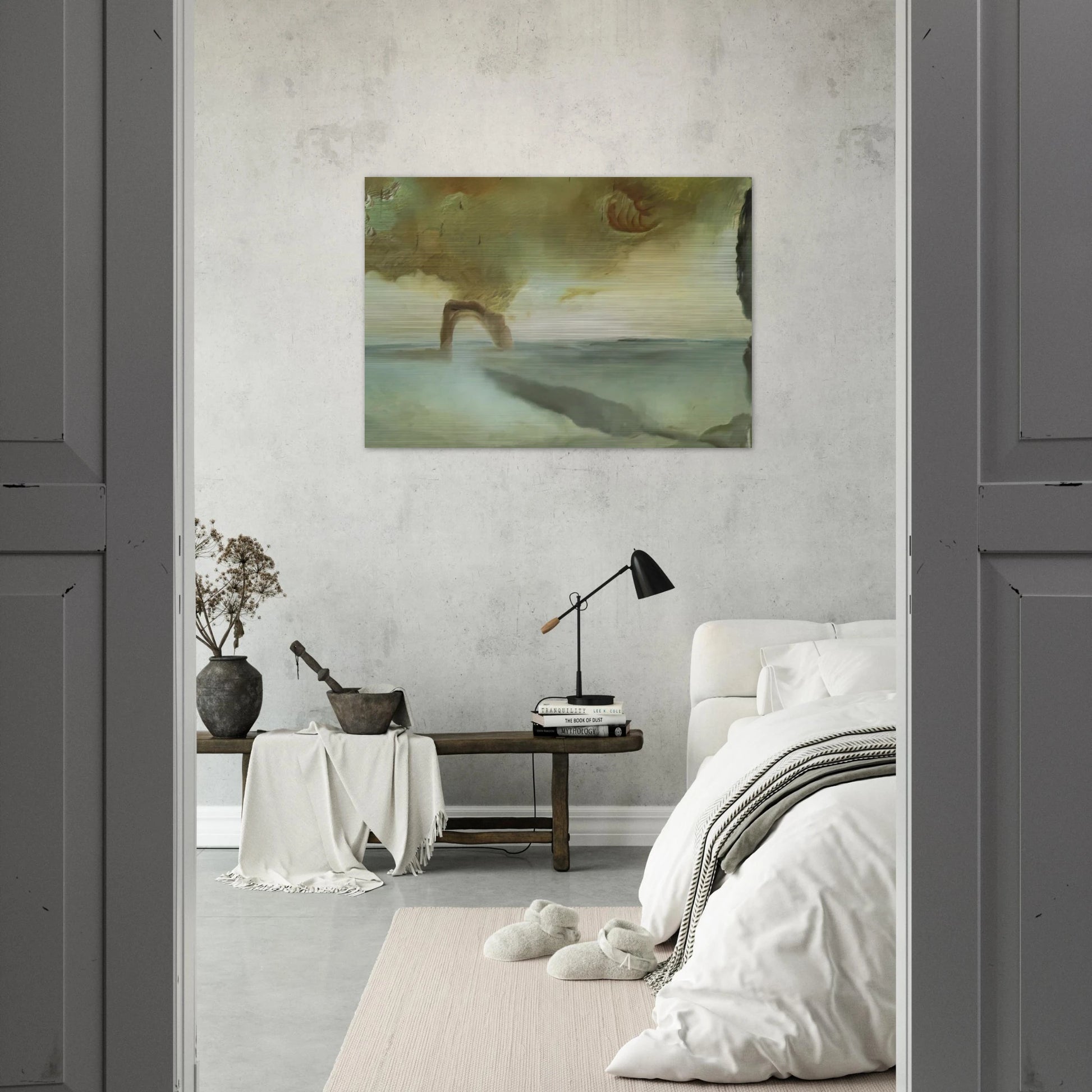 LANDSCAPE WITH ROCK IN THE SHAPE OF A TRIUMPHAL ARCH - Salvador Dali Brushed Aluminum Print - 70x100 cm / 28x40 inches | Salvador Dali Aluminum Print | Salvador Dali Prints