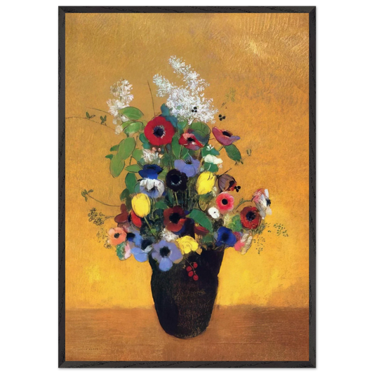 FLOWERS 2 - Odilon Redon 70x100 cm / 28x40 inches Framed Art Print – Black Wooden Frame