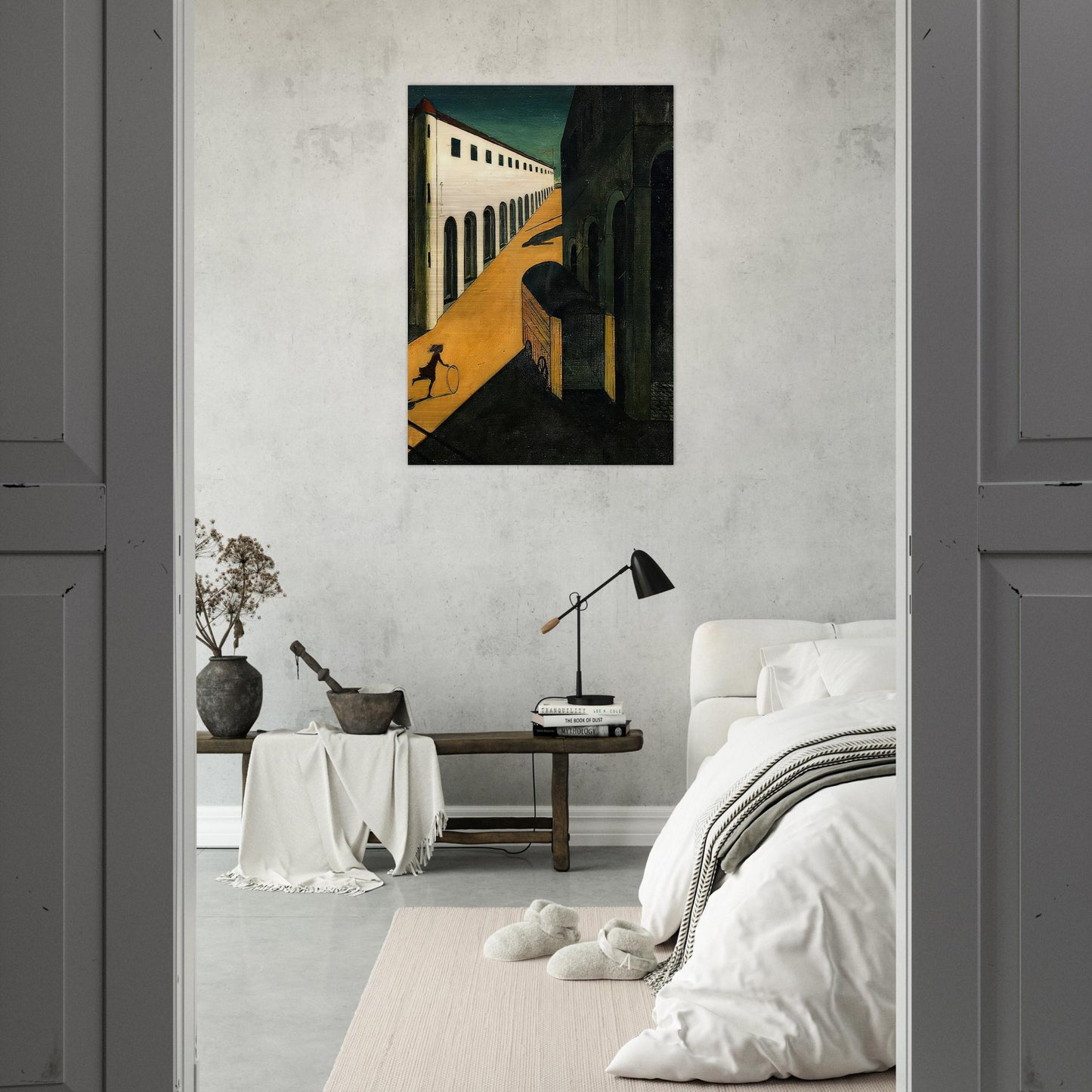 MYSTERY AND MELANCHOLY OF A STREET 1914 - Giorgio de Chirico Brushed Aluminum Print - 70x100 cm / 28x40 inches | Giorgio de Chirico Aluminum Print | Giorgio de Chirico Prints