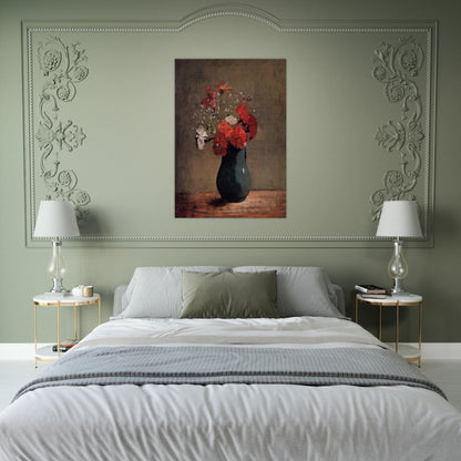 CARNATIONS AND BABY S BREATH IN A GREEN PITCHER - Odilon Redon Brushed Aluminum Print - 70x100 cm / 28x40 inches | Odilon Redon Aluminum Print | Odilon Redon Prints