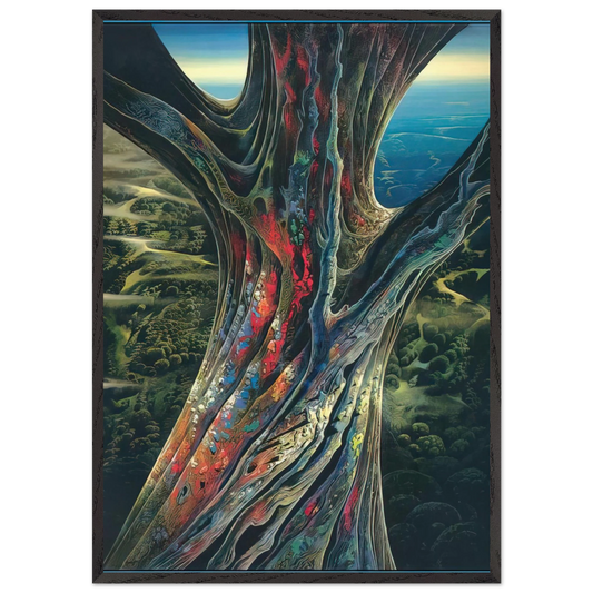 The Great Jewel Tree - Eyvind Earle 70x100 cm / 28x40 inches Framed Art Print – Black Wooden Frame