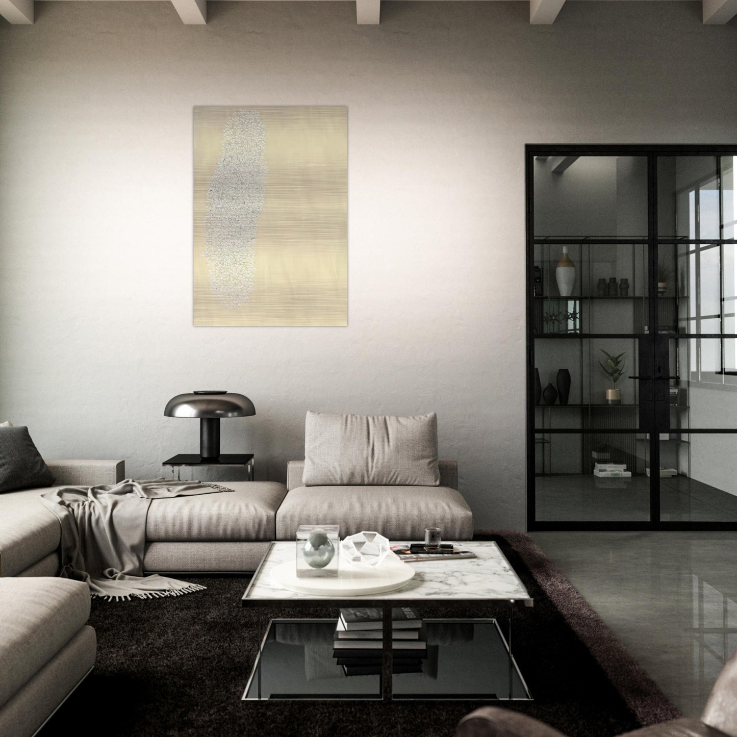 Light Gray - Tan - 1978 - Robert Goodnough Brushed Aluminum Print - 70x100 cm / 28x40 inches | Robert Goodnough Aluminum Print | Robert Goodnough Prints