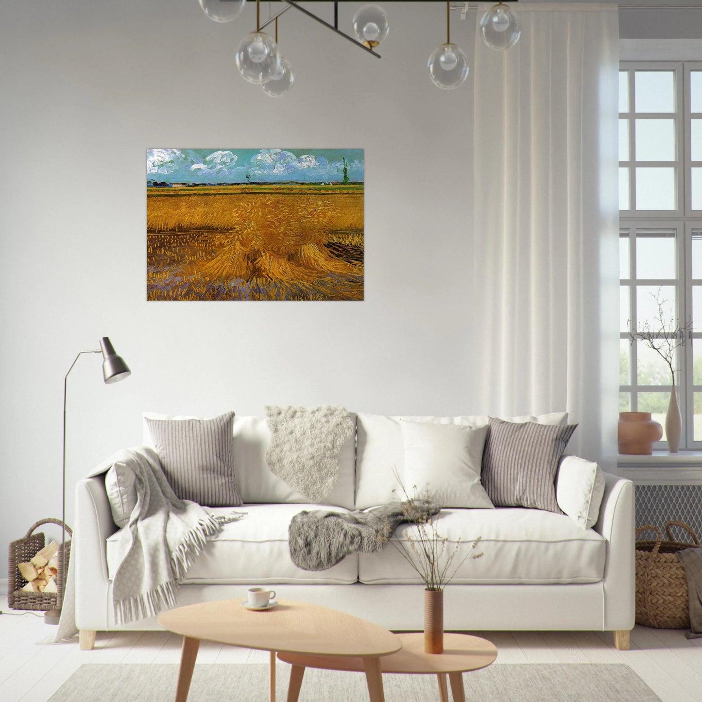 Wheatfield with Sheaves - Vincent van Gogh Brushed Aluminum Print - 70x100 cm / 28x40 inches | Vincent van Gogh Aluminum Print | Vincent van Gogh Prints