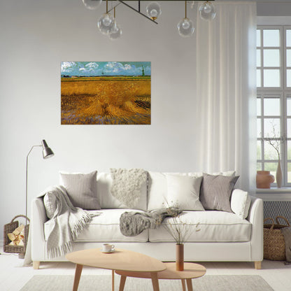 Wheatfield with Sheaves - Vincent van Gogh Brushed Aluminum Print - 70x100 cm / 28x40 inches | Vincent van Gogh Aluminum Print | Vincent van Gogh Prints