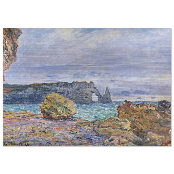 Etretat, the Beach and the Porte d'Aval - claude monet Brushed Aluminum Print - 70x100 cm / 28x40 inches | claude monet Aluminum Print | claude monet Prints