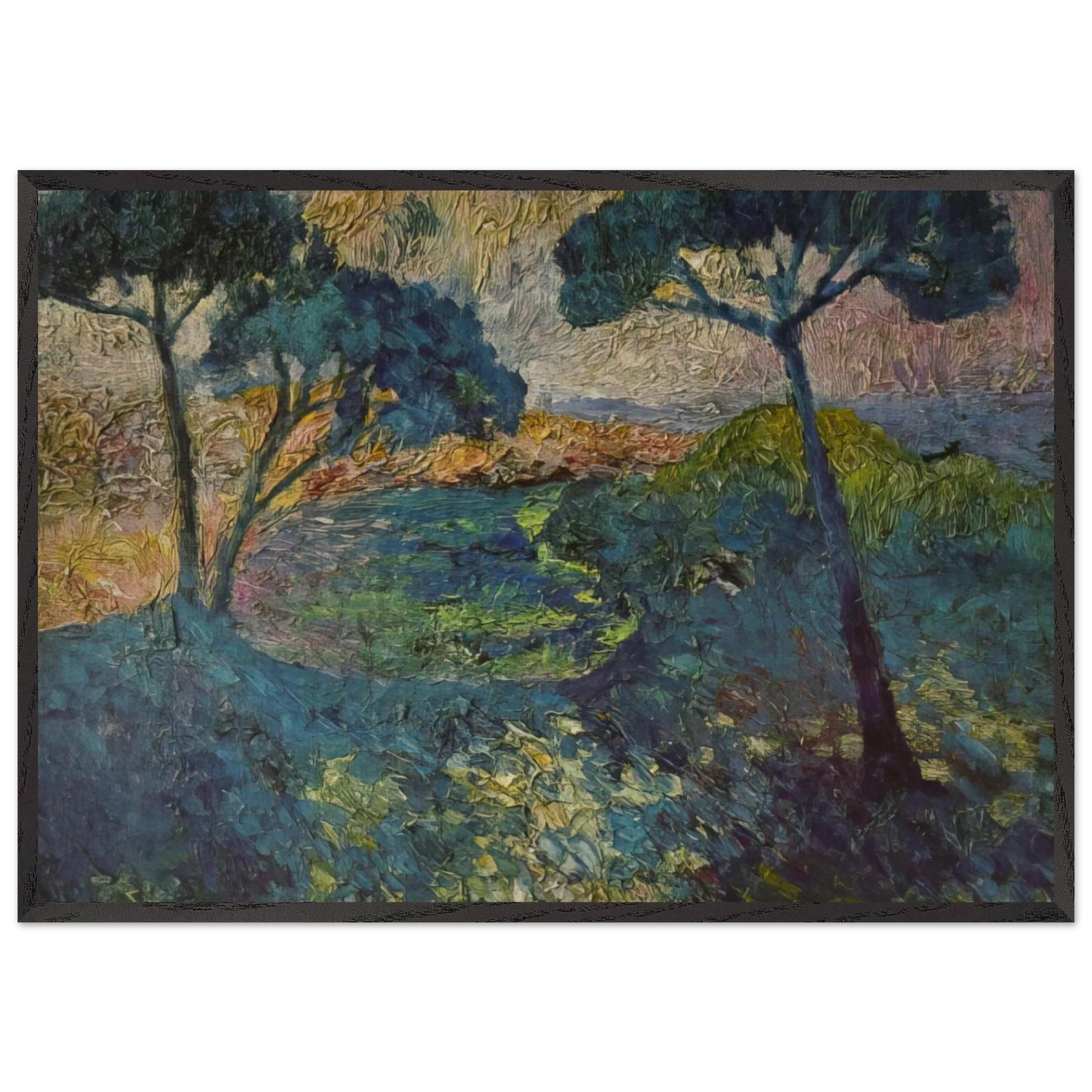 THE THREE PINES - Salvador Dali 70x100 cm / 28x40 inches Framed Art Print – Black Wooden Frame