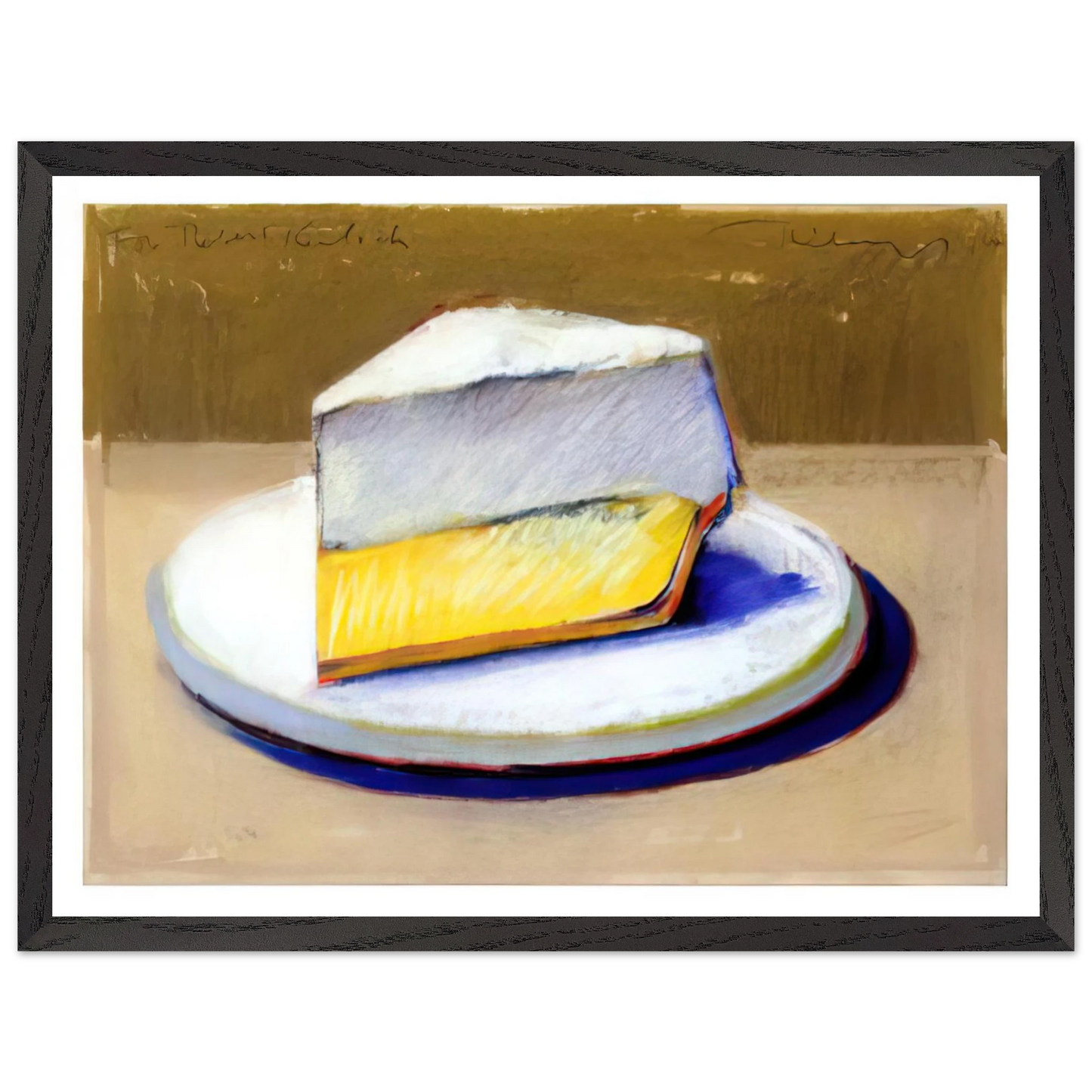 Wayne Thiebaud - Lemon Meringue Pie - 1964 Wall Art - 60x80 cm / 24x32 inches - Premium Wooden Framed Poster With Fine Art Paper-canvas - White frame