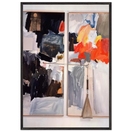 STUDIO PAINTING 1961 - Robert Rauschenberg 70x100 cm / 28x40 inches Framed Art Print – Black Wooden Frame