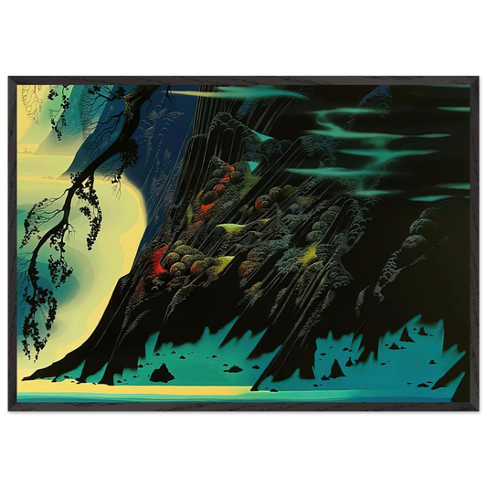 Coastal Magic - Eyvind Earle 70x100 cm / 28x40 inches Framed Art Print – Black Wooden Frame