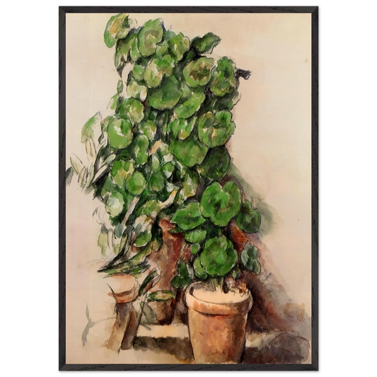 Pots of Geraniums - Paul Cezanne 70x100 cm / 28x40 inches Framed Art Print – Black Wooden Frame