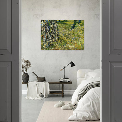 Tree Trunks in the Grass - Vincent van Gogh Brushed Aluminum Print - 70x100 cm / 28x40 inches | Vincent van Gogh Aluminum Print | Vincent van Gogh Prints