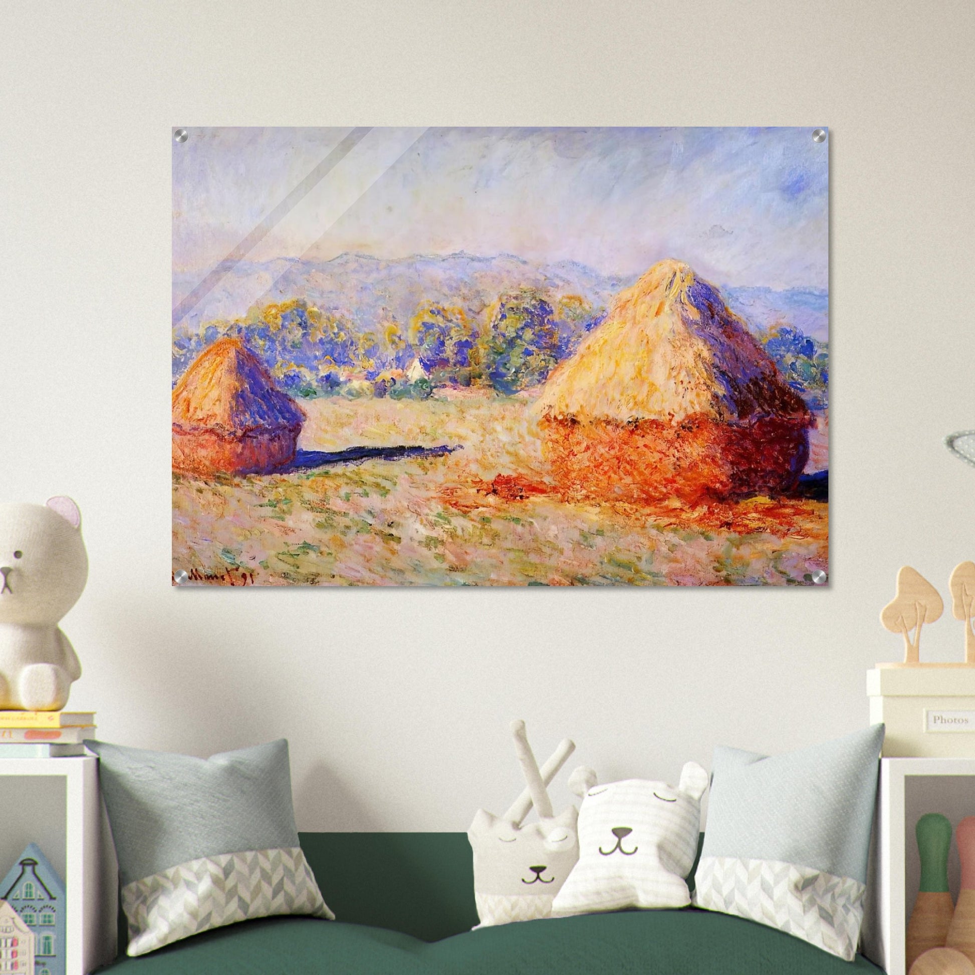 Grainstacks in the Sunlight, Morning Effect - claude monet Acrylic Print - 70x100 cm / 28x40″ inches