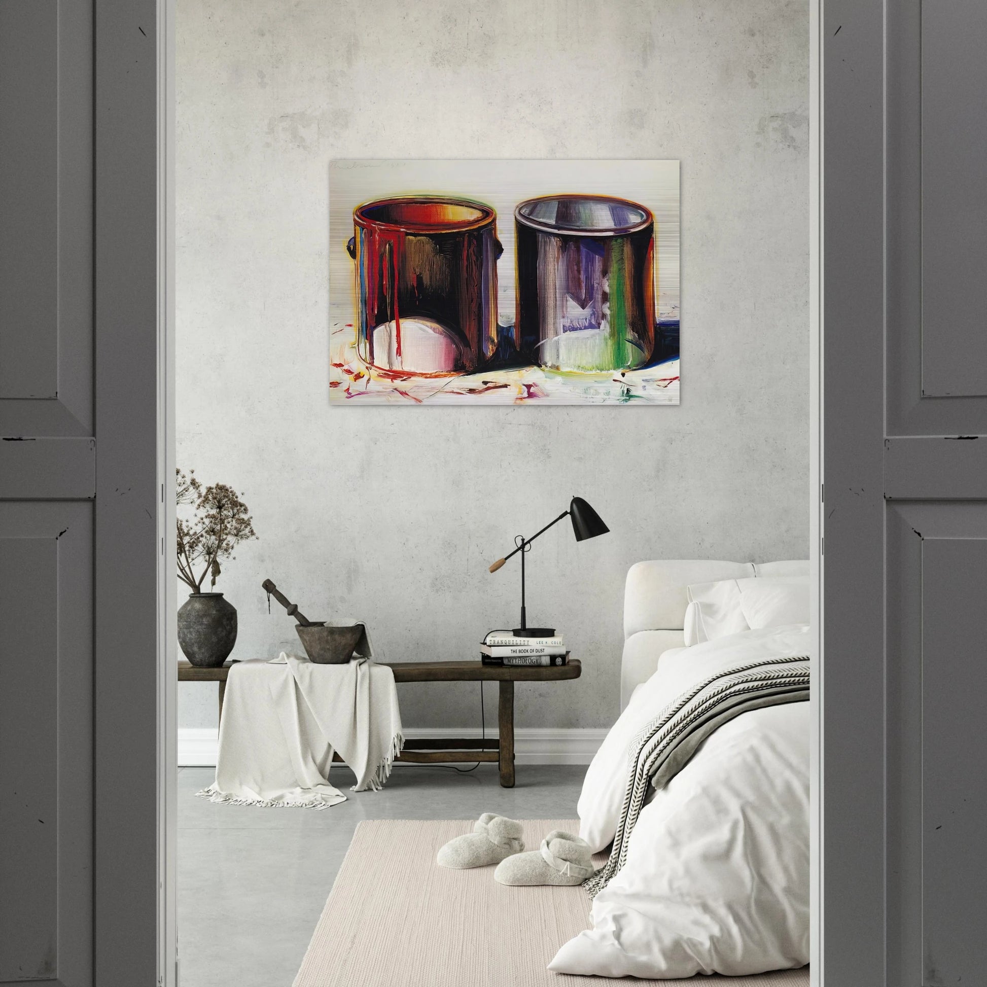 Two Paint Cans - 1987 - Wayne Thiebaud Brushed Aluminum Print - 70x100 cm / 28x40 inches | Wayne Thiebaud Aluminum Print | Wayne Thiebaud Prints