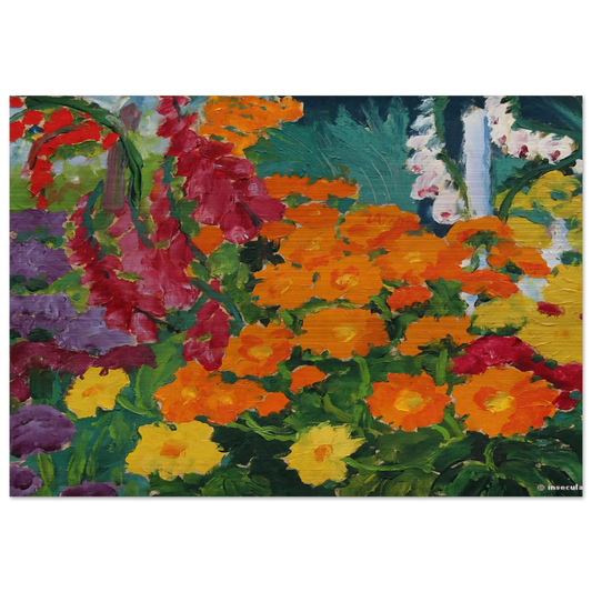 Flower garden marigolds - Emil Nolde Brushed Aluminum Print - 70x100 cm / 28x40 inches | Emil Nolde Aluminum Print | Emil Nolde Prints
