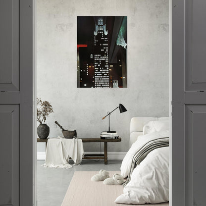 Radiator Building - Night, New York - Georgia O'Keeffe Brushed Aluminum Print - 70x100 cm / 28x40 inches | Georgia O'Keeffe Aluminum Print | Georgia O'Keeffe Prints