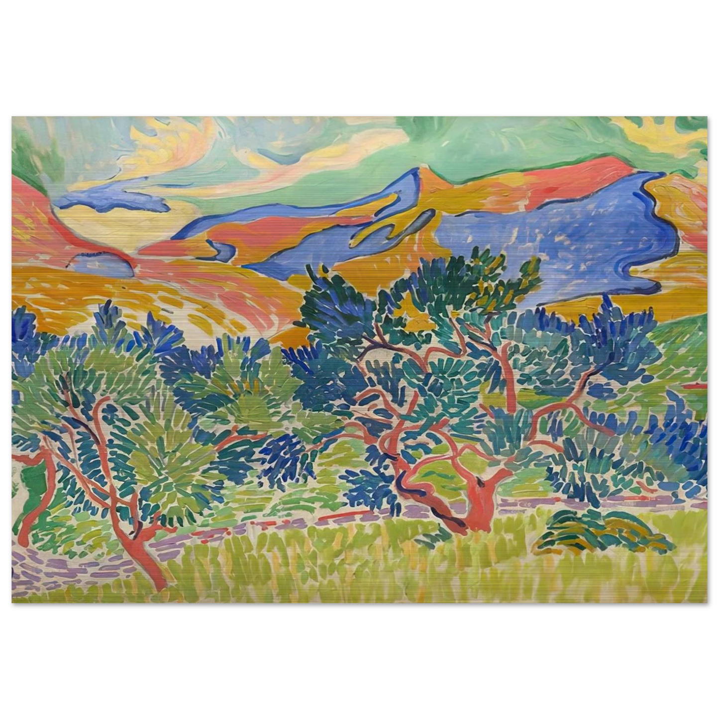 MOUNTAINS AT COLLIOURE 1905 - Andre Derain Brushed Aluminum Print - 70x100 cm / 28x40 inches | Andre Derain Aluminum Print | Andre Derain Prints