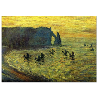 The Cliffs at Etretat - claude monet Brushed Aluminum Print - 70x100 cm / 28x40 inches | claude monet Aluminum Print | claude monet Prints