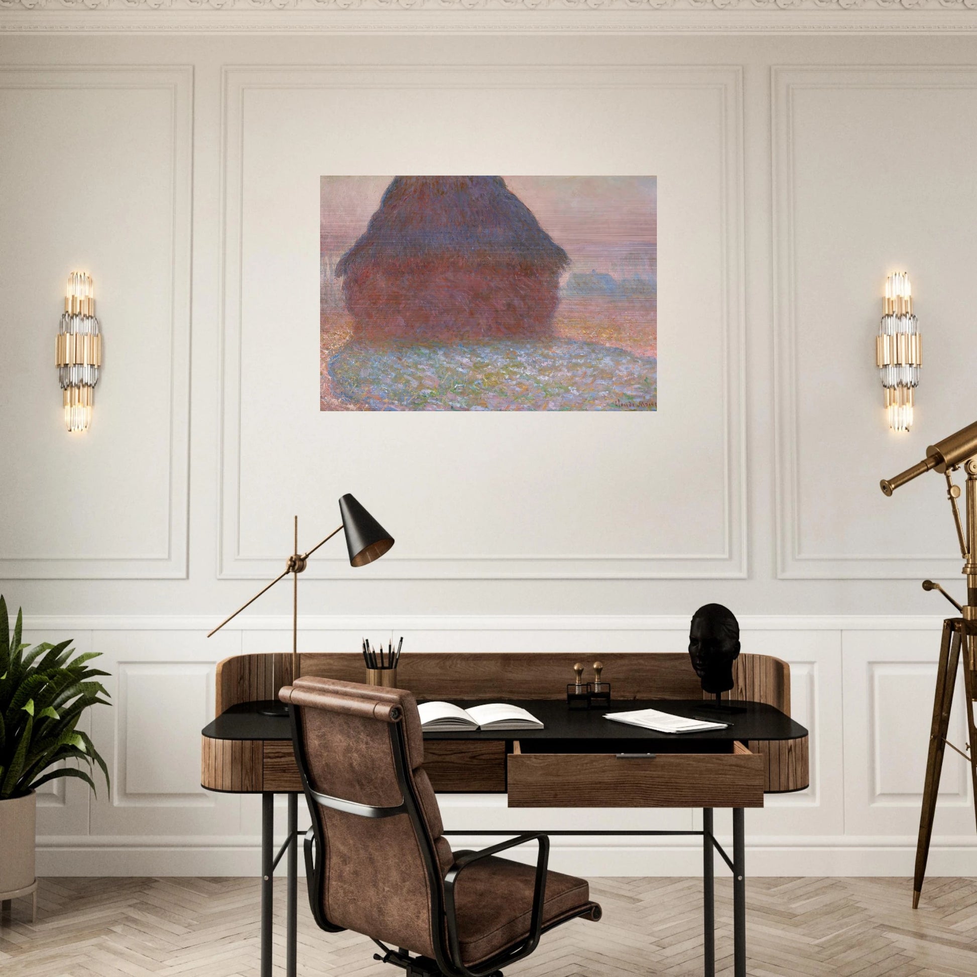Grainstack in Sunshine - claude monet Brushed Aluminum Print - 70x100 cm / 28x40 inches | claude monet Aluminum Print | claude monet Prints