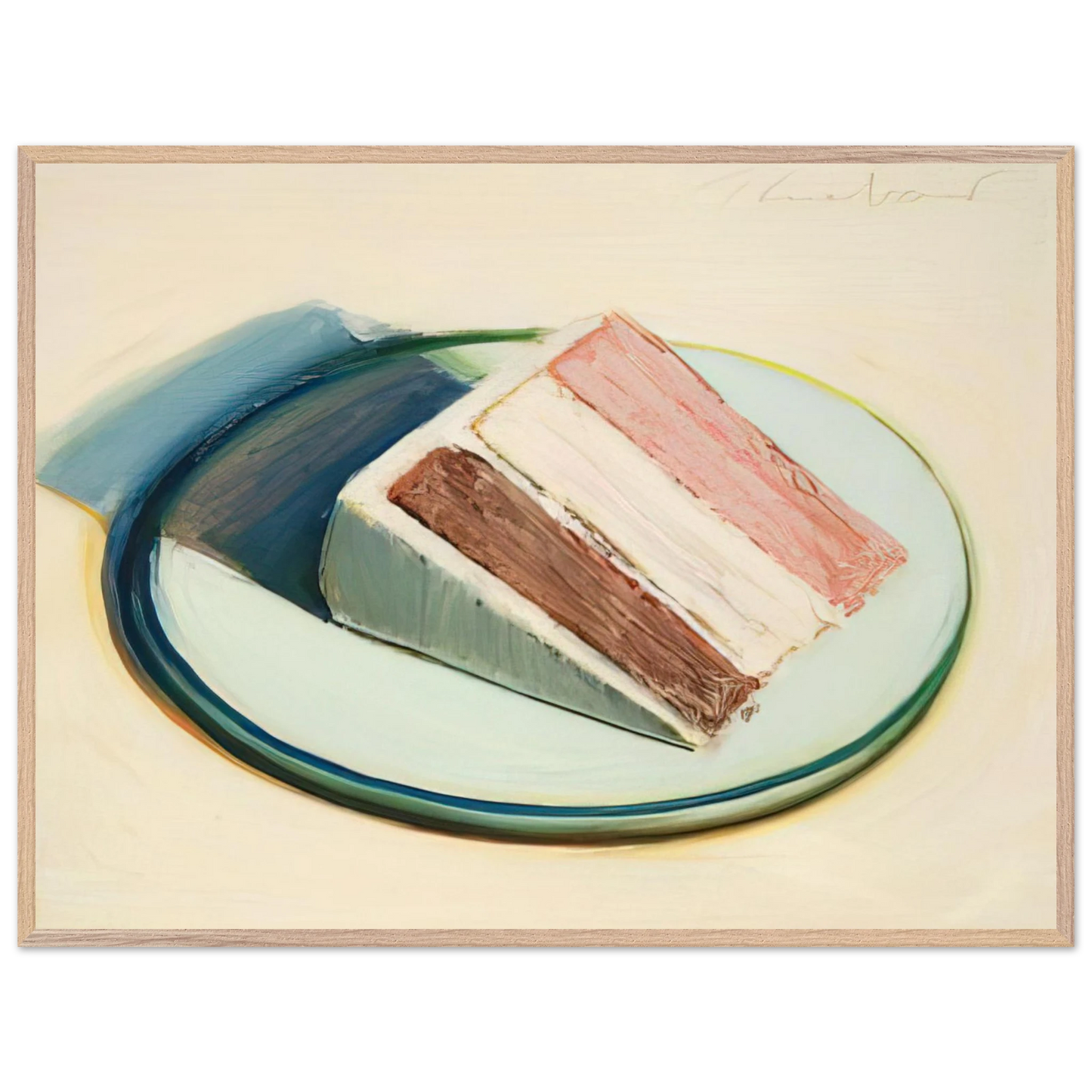Wayne Thiebaud - Cake Slice - 1979 Wall Art - 30x40 cm / 12x16 inches - Premium Wooden Framed Poster With Fine Art Paper - White frame
