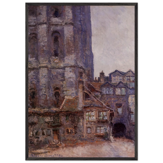 The Cour dAlbane Grey Weather - claude monet 70x100 cm / 28x40 inches Framed Art Print – Black Wooden Frame
