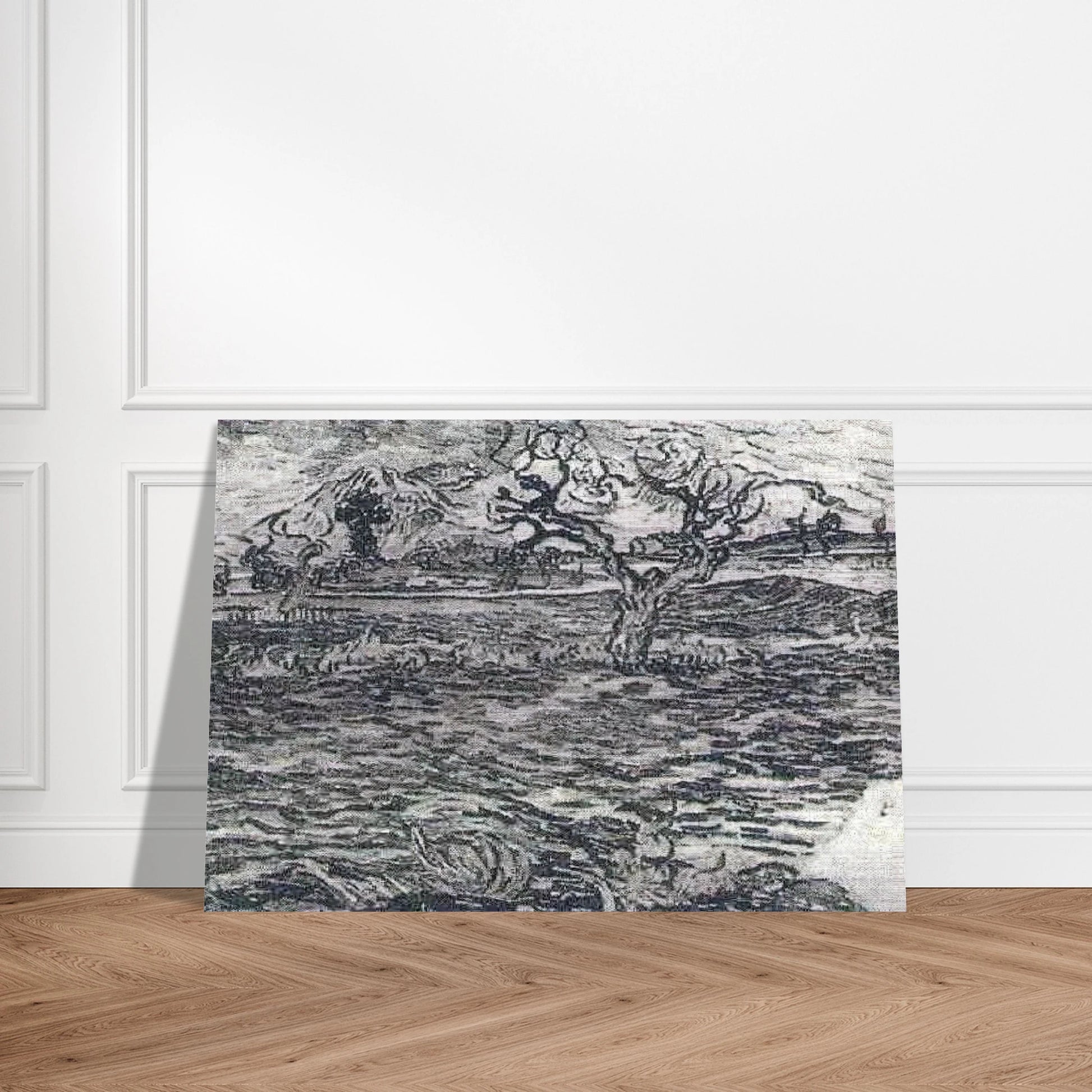 Landscape with Olive Tree and Mountains in the Background - Vincent van Gogh Brushed Aluminum Print - 70x100 cm / 28x40 inches | Vincent van Gogh Aluminum Print | Vincent van Gogh Prints