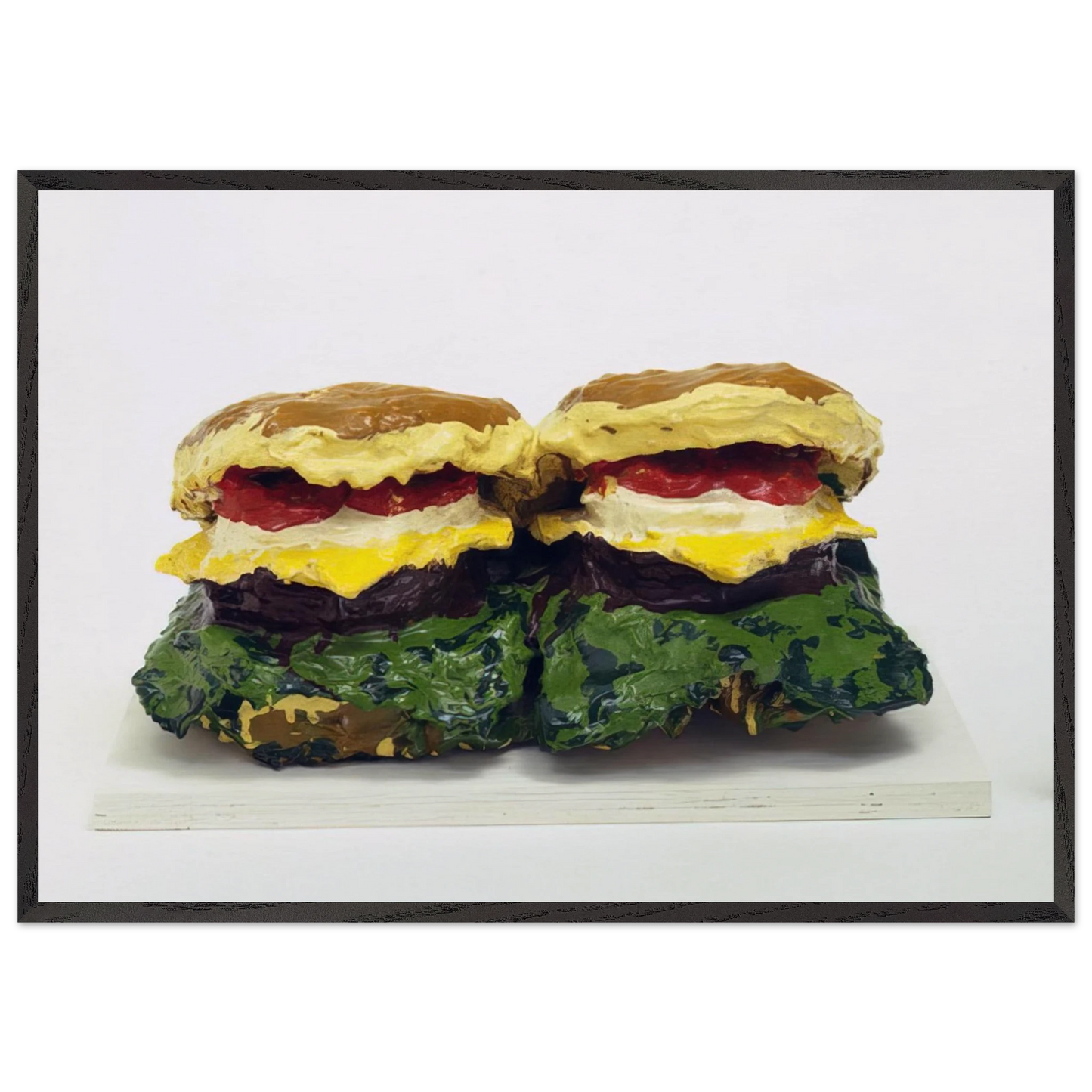 TWO CHEESEBURGERS WITH EVERYTHING DUAL HAMBURGERS 1962 - Claes Oldenburg 70x100 cm / 28x40 inches Framed Art Print – Black Wooden Frame