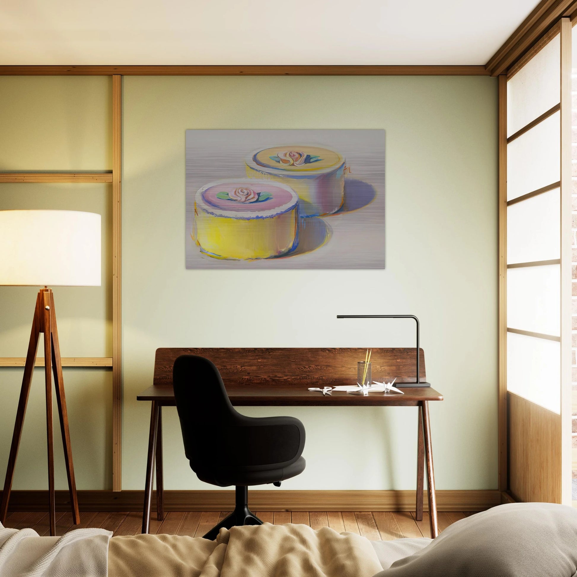 Rosebud Cakes - 1995 - Wayne Thiebaud Brushed Aluminum Print - 70x100 cm / 28x40 inches | Wayne Thiebaud Aluminum Print | Wayne Thiebaud Prints