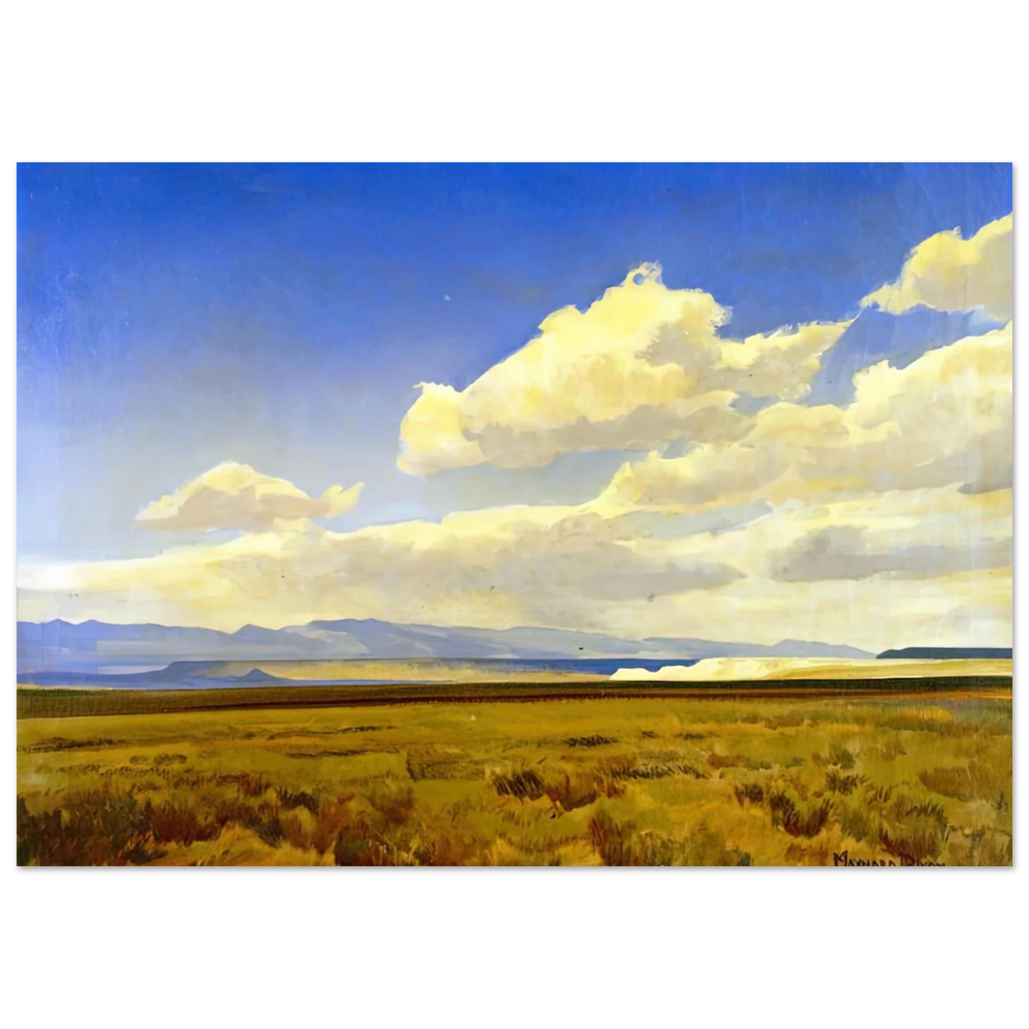 Maynard Dixon - WIND OF WYOMING 1936 Wall art - 27x35 cm / 11x14 inches - Premium Wooden Framed Poster With Fine Art Paper-canvas - Black frame