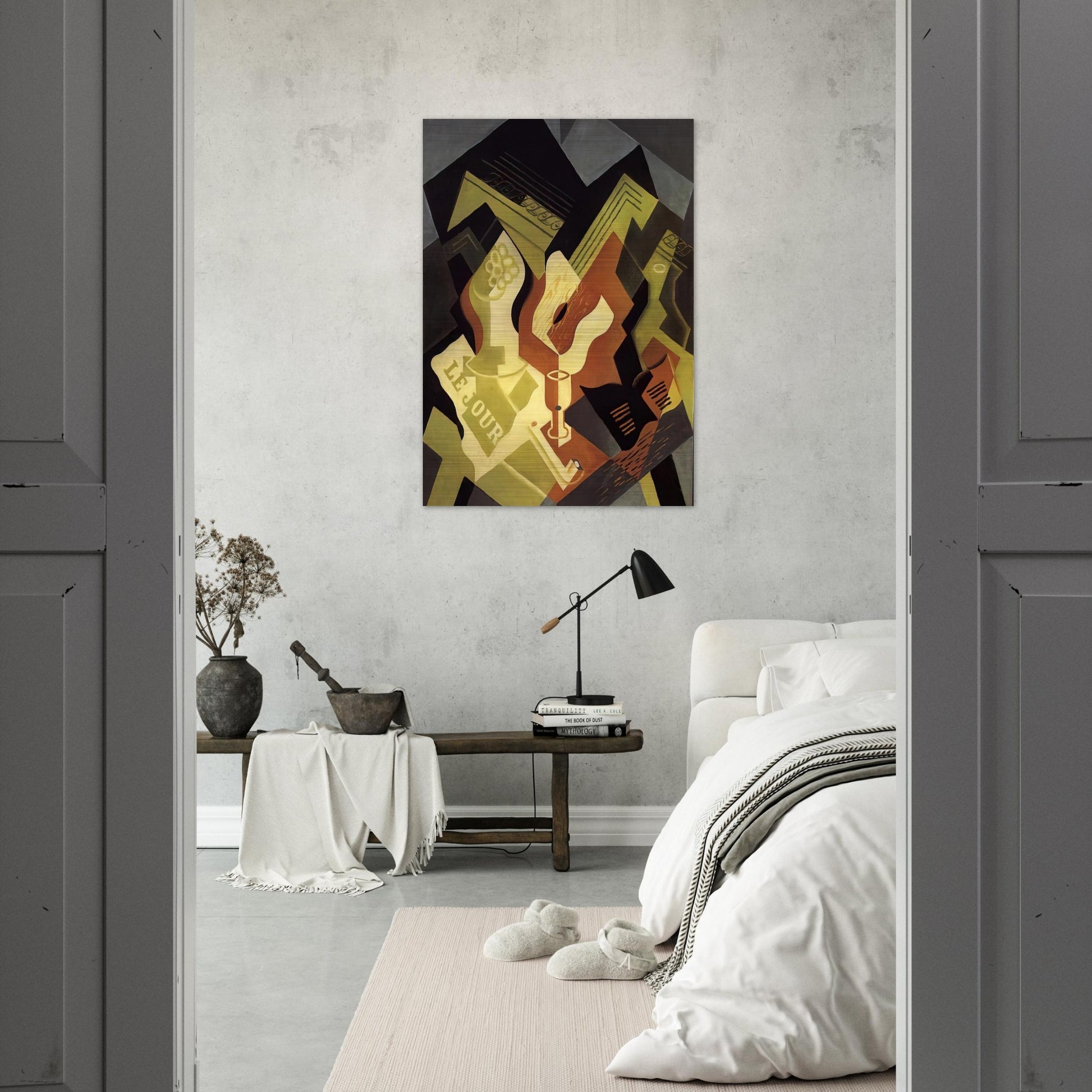 GUITAR AND FRUIT DISH - Juan Gris Brushed Aluminum Print - 70x100 cm / 28x40 inches | Juan Gris Aluminum Print | Juan Gris Prints