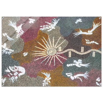 Lightning Dreaming - 1999 - Clifford Possum Tjapaltjarri Acrylic Print - 70x100 cm / 28x40″ inches