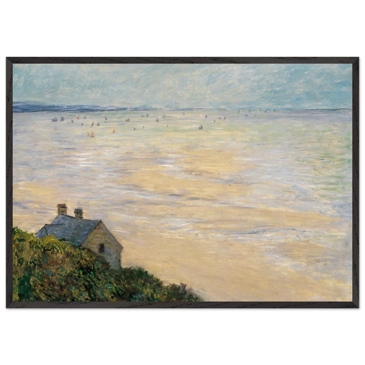 The Hut at Trouville Low Tide - claude monet 70x100 cm / 28x40 inches Framed Art Print – Black Wooden Frame