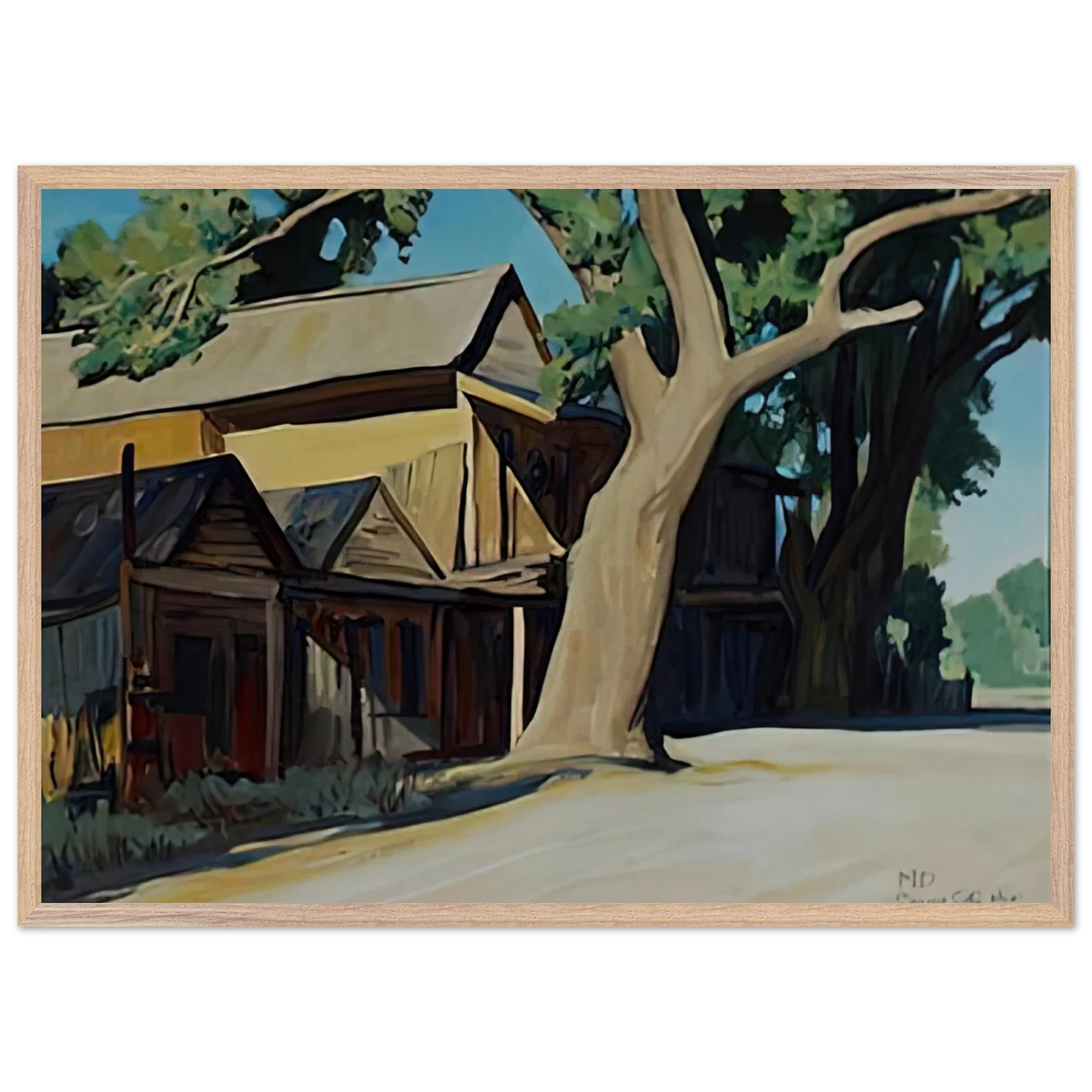 Maynard Dixon - OLD CHINATOWN CARSON CITY NEVADA 1937 Wall art - 60x80 cm / 24x32 inches - Premium Wooden Framed Poster With Fine Art Paper-canvas - White frame