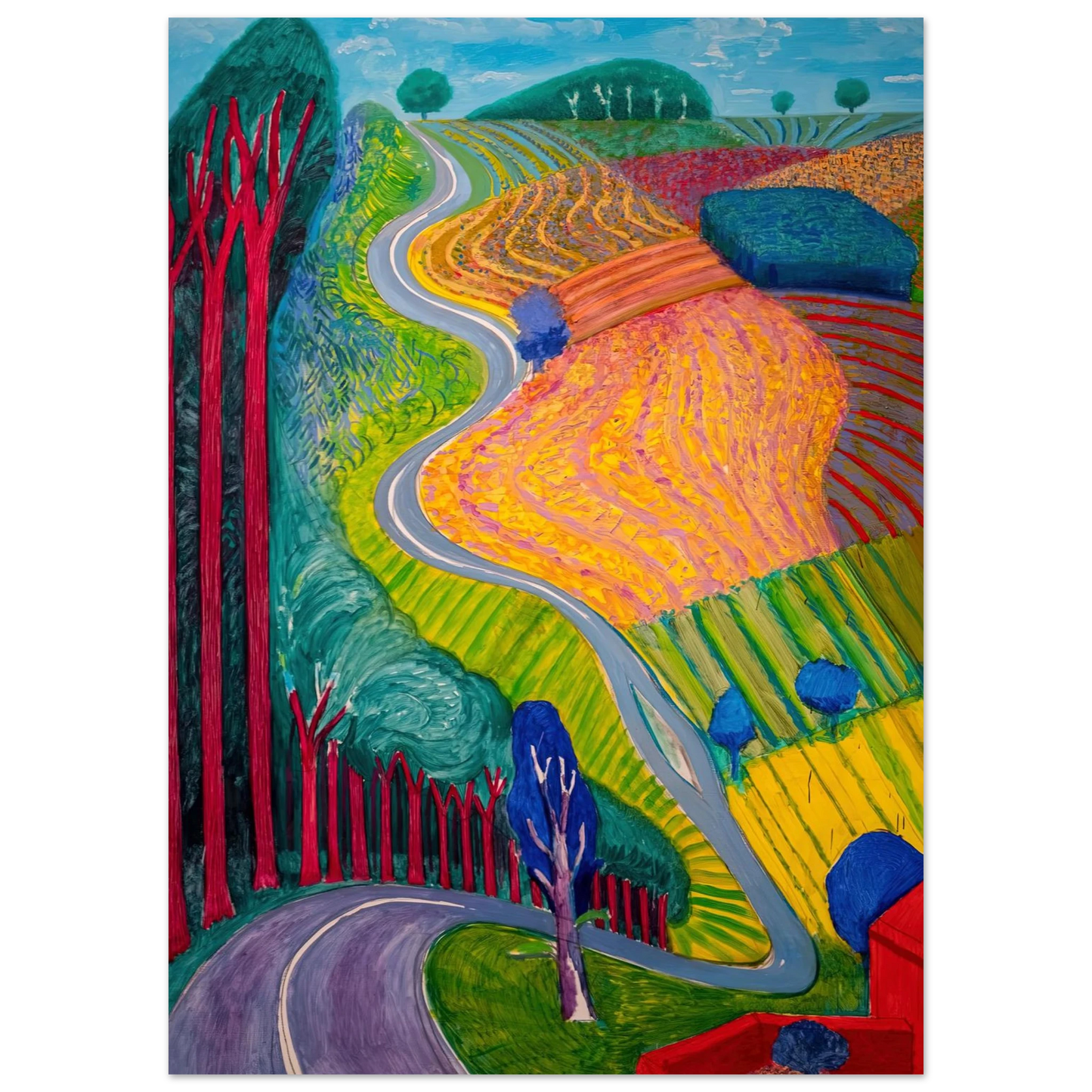David Hockney - David Hockney Wall art - A3 (29.7 x 42  cm) - Premium Wooden Framed Poster With Fine Art Paper-canvas - Wood frame