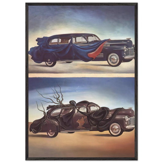 CAR CLOTHING CLOTHED AUTOMOBILE - Salvador Dali 70x100 cm / 28x40 inches Framed Art Print – Black Wooden Frame