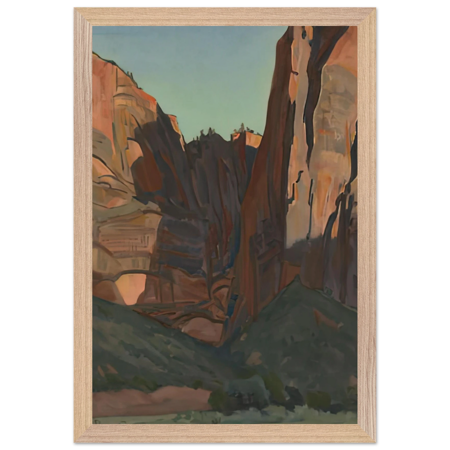 Maynard Dixon - NOTCH IN THE WALL ZION NATIONAL PARK AUGUST 1933 1933 Wall art - 40x50 cm / 16x20 inches - Premium Wooden Framed Poster With Fine Art Paper-canvas - White frame