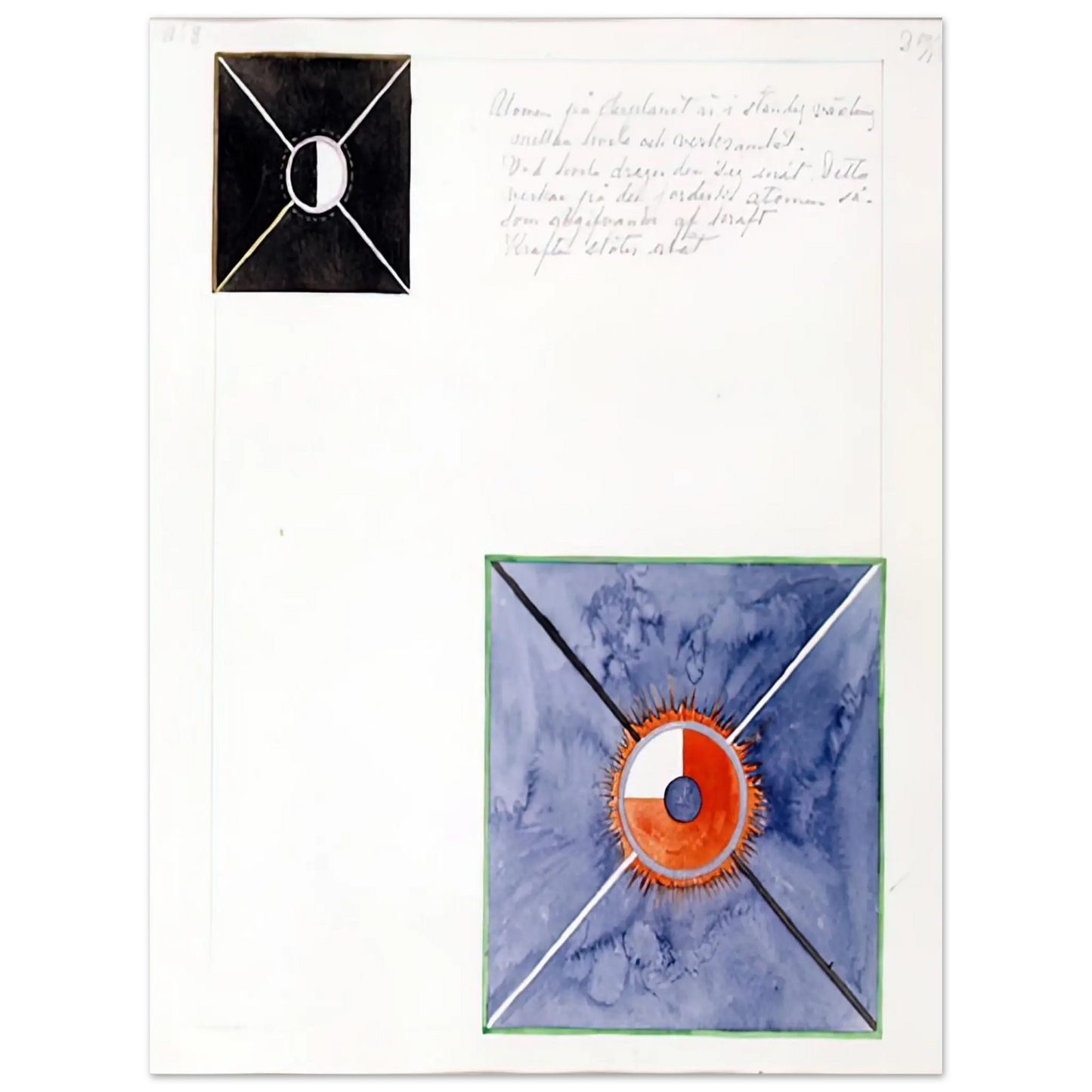 Hilma af Klint - ATOM SERIES NO 8 ATOM ON THE ETHER PLANE IS IN CONSTANT CHANGE BETWEEN REST AND ACTIVITY AT THE 1917 Wall art - 50x70 cm / 20x28 Inches - Premium Wooden Framed Poster With Fine Art Paper - Black frame