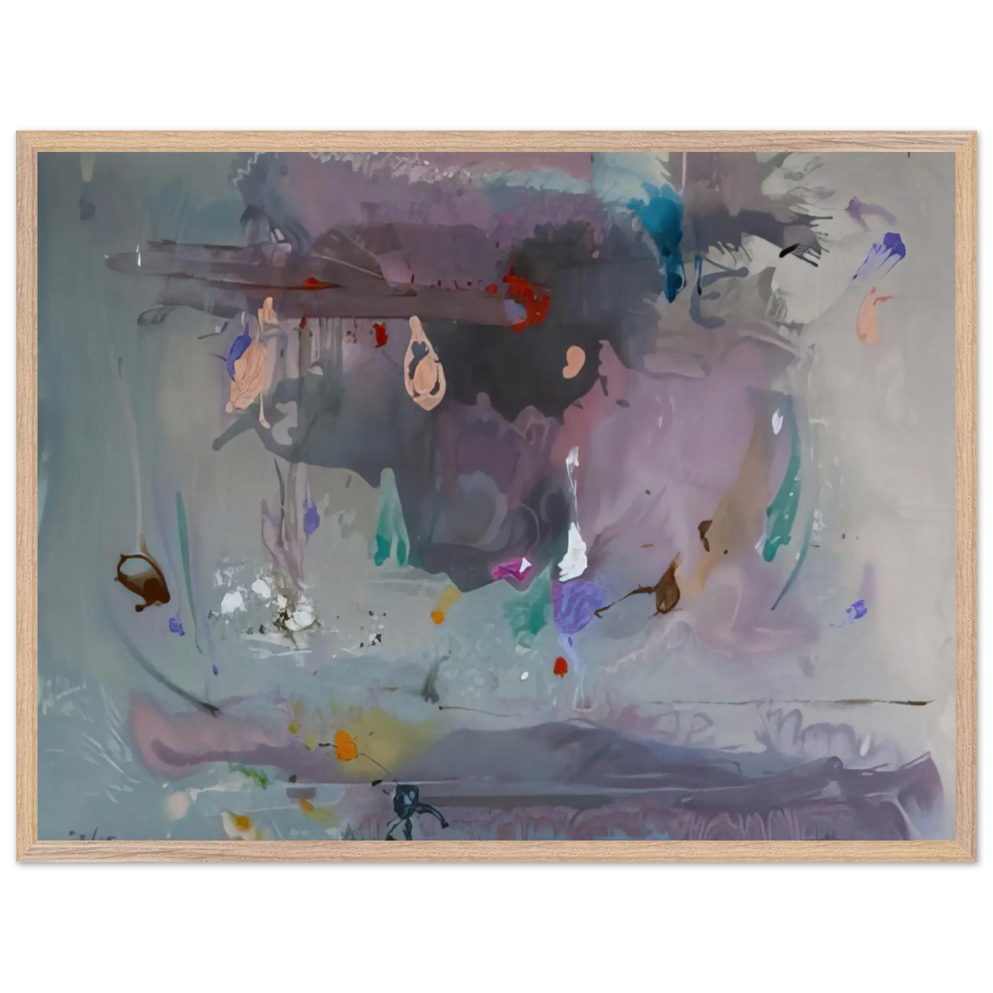 Helen Frankenthaler - Grey Fireworks - 2000 Wall art - A2 (42 x 59.4  cm) - Premium Wooden Framed Poster With Fine Art Paper - Black frame