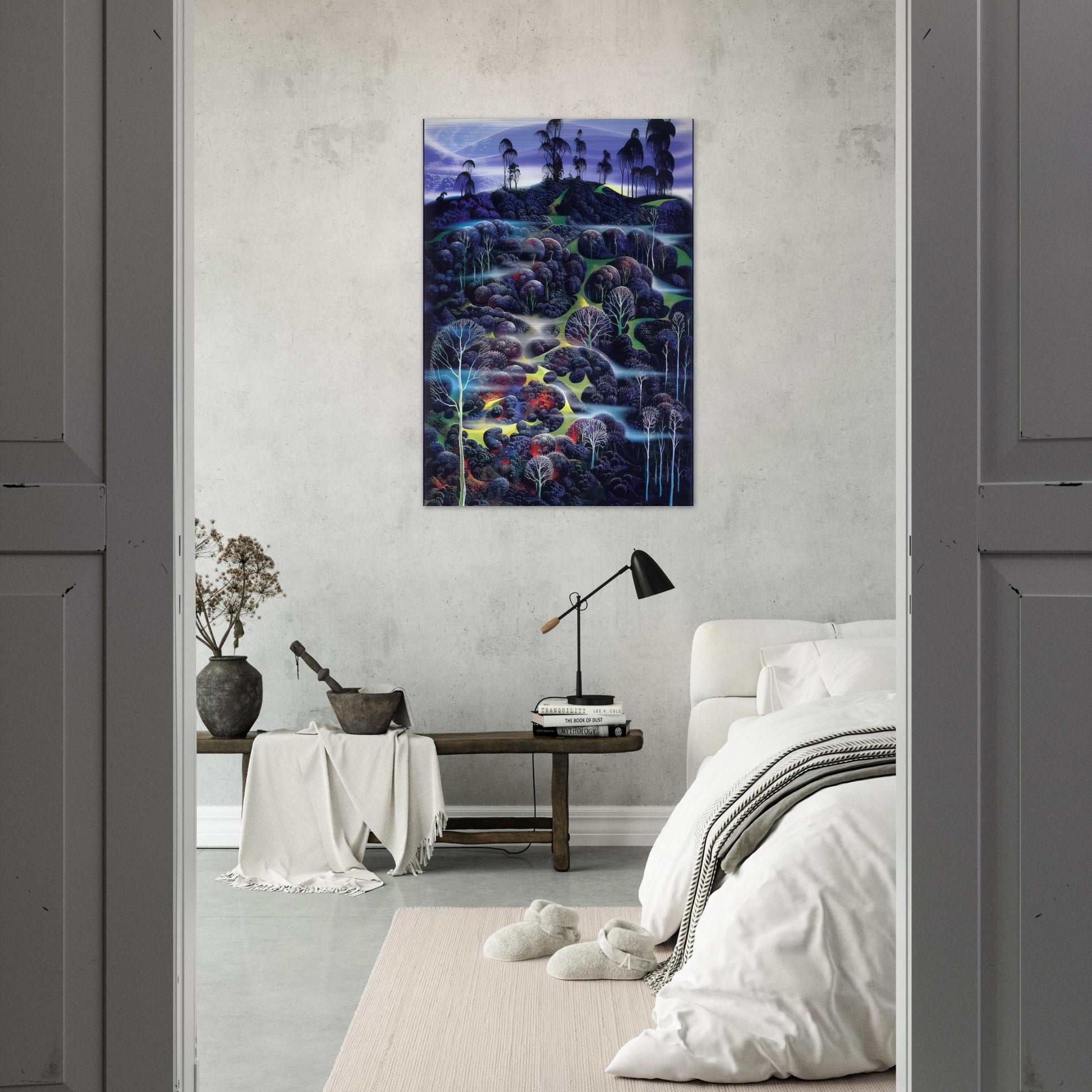 Solemn Solitude - Eyvind Earle Brushed Aluminum Print - 70x100 cm / 28x40 inches | Eyvind Earle Aluminum Print | Eyvind Earle Prints