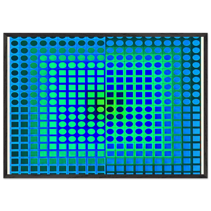 Zoeld V - 1967 - Victor Vasarely 70x100 cm / 28x40 inches Framed Art Print – Black Wooden Frame