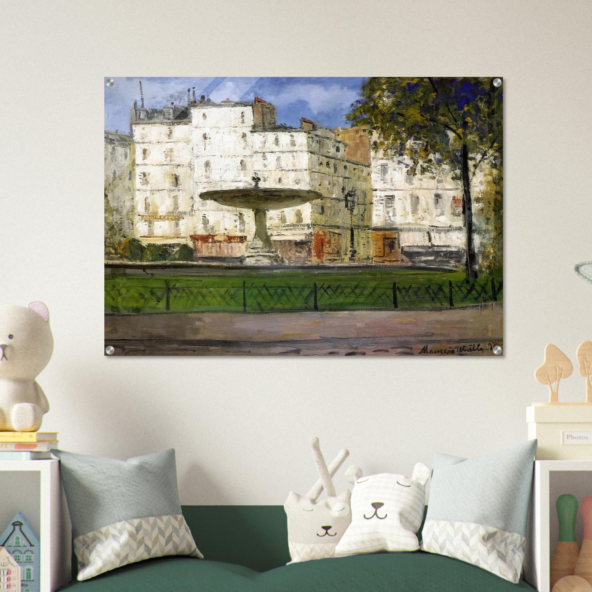 PLACE PIGALLE - Maurice Utrillo Acrylic Print - 70x100 cm / 28x40″ inches | Maurice Utrillo Wall Art | Maurice Utrillo Prints