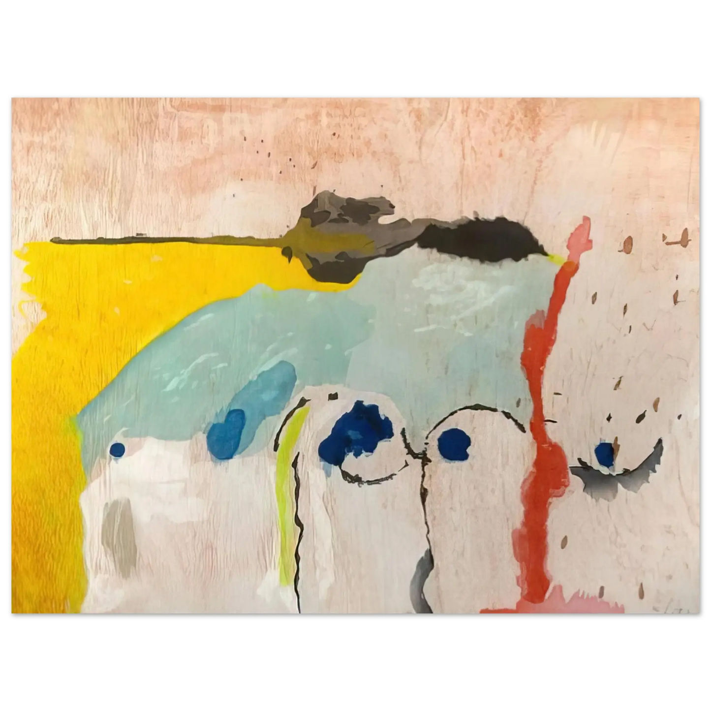 Helen Frankenthaler - Tales of Genji I - 1998 Wall art - 20x25 cm / 8x10 Inches - Premium Wooden Framed Poster With Fine Art Paper - Black frame