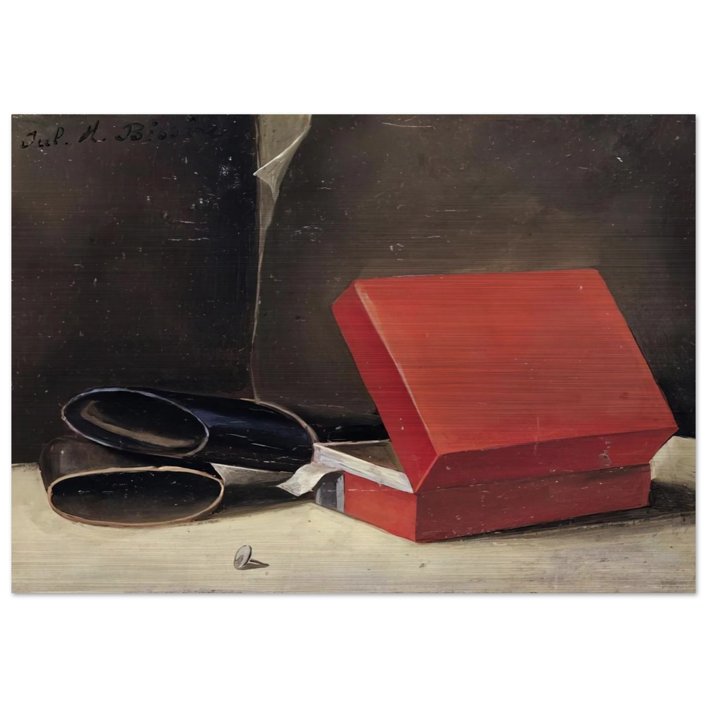 Scatola rossa con astuccio per occhiali - 1923 - Julius Bissier Brushed Aluminum Print - 70x100 cm / 28x40 inches | Julius Bissier Aluminum Print | Julius Bissier Prints