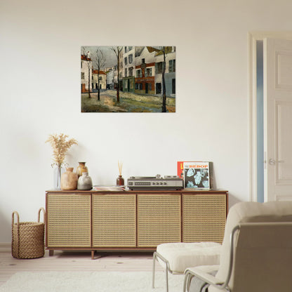 SQUARE TERTRE ON MONTMARTRE 2 - Maurice Utrillo Brushed Aluminum Print - 70x100 cm / 28x40 inches | Maurice Utrillo Aluminum Print | Maurice Utrillo Prints